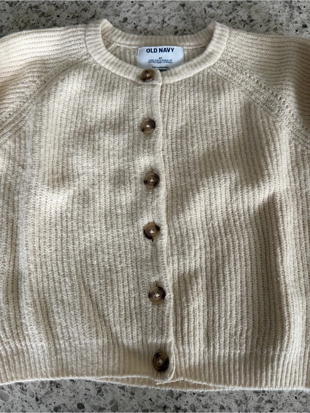 Old Navy Cream Crewneck Button Cardigan
